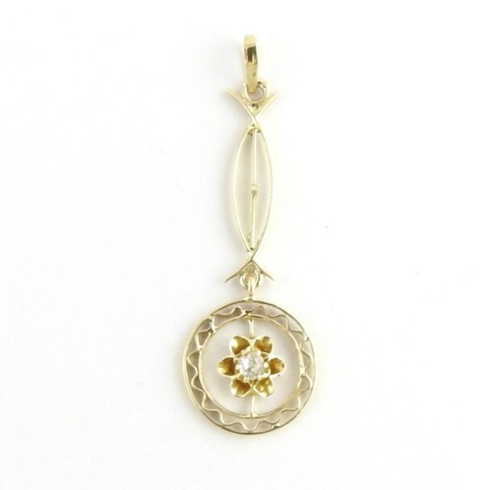 Vintage 14 Karat Yellow Gold and Diamond Pendant